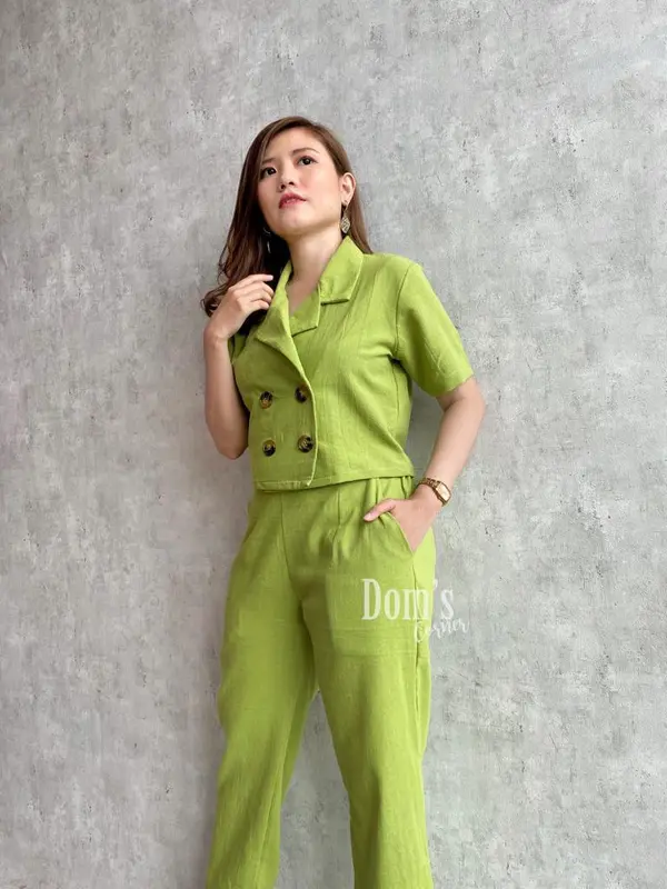 Domscorner - So hee button collar set (atasan kancing - outer - celana panjang Highwaist - korean set 0
