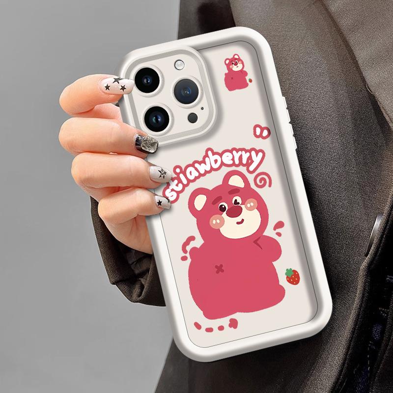 Casing hp softcase  cover cocok untuk semua tipe iphone oppo vivo samsung infinix realme redmi case stiawberry bear JTK0079 0