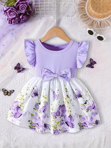 Vestido para bebé niña con lindo estampado de mariposas, vestido sin mangas de moda dulce para fiestas, ideal para caminatas al aire libre y fiestas