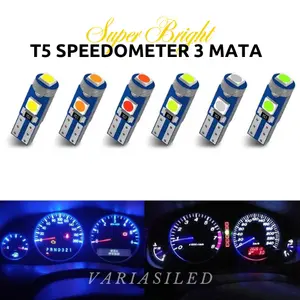 ( 1 Pcs ) Lampu Variasi LED Motor Mobil T5 Speedometer Panel AC spido soket T5 3 Mata Super Bright