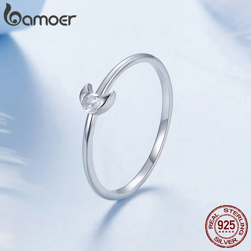 Nhẫn Mặt Trăng Thường Ngày Bamoer, Bạc Sterling 925, Dành Cho Phụ Nữ, Đeo Hàng Ngày, Trang Sức Thời Trang