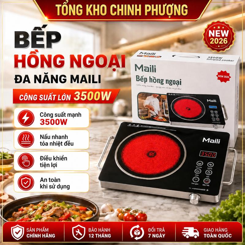 Bếp Hồng Ngoại Đa Năng MAILI Công Suất Lớn 3500W, Mặt Kính Cường Lực, Nấu Được Nhiều Loại Nồi, Phù Hợp Với Mọi Gia Đình