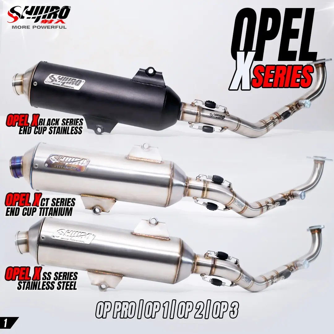 KNALPOT STANDAR RACING SHIJIRO TYPE NEW OPEL X BLACK FOR N-MAX AEROX VARIO PCX ADV STYLO N-MAX TURBO AEROX TURBO