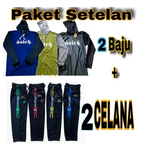 Paket Setelan 2 Kaos + 2 Celana Panjang Kaos Basahan Kaos Proyek Kaos Petani Kaos Mancing Berkebun