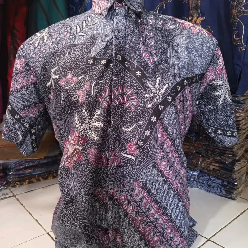 Hem batik lengan pendek bahan polimikro size M L XL XXL 0