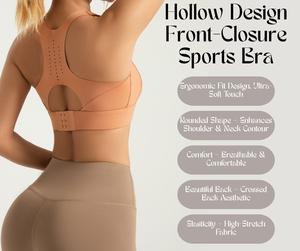 Hollow Design Front-Closure Sports Bra – Breathable, High-Impact, Shockproof, and Supportive [YA20]