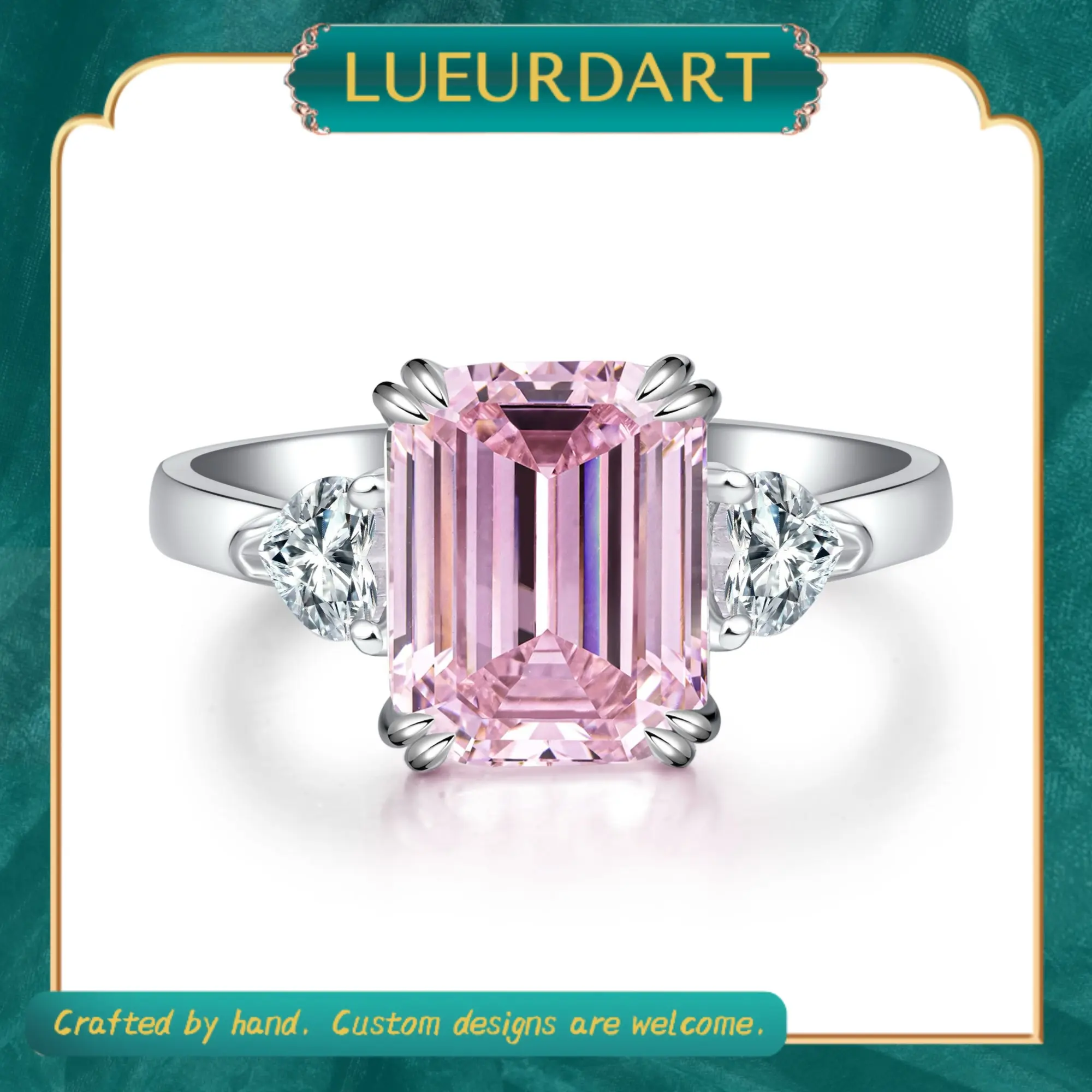New Pink Ring Pagoda Cut Design Women's Ring