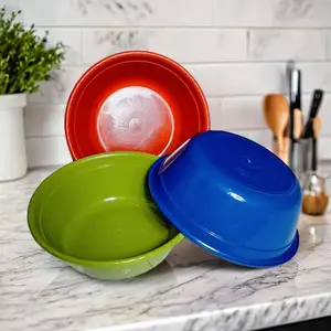 (12 Pcs) Baskom Plastik 25 cm / Baskom Murah / Baskom Plastik Hajatan / Baskom Plastik Motif Polos / Baskom Merah / Biru / Hijau