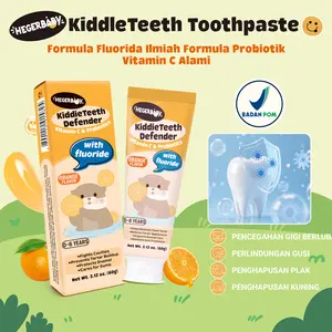 Hegerbaby Kiddieteeth Defender Toothpaste - Rasa Jeruk, Pasta Gigi Berfluoride Untuk Anti-karies, Memutihkan, Menyegarkan Napas 60g