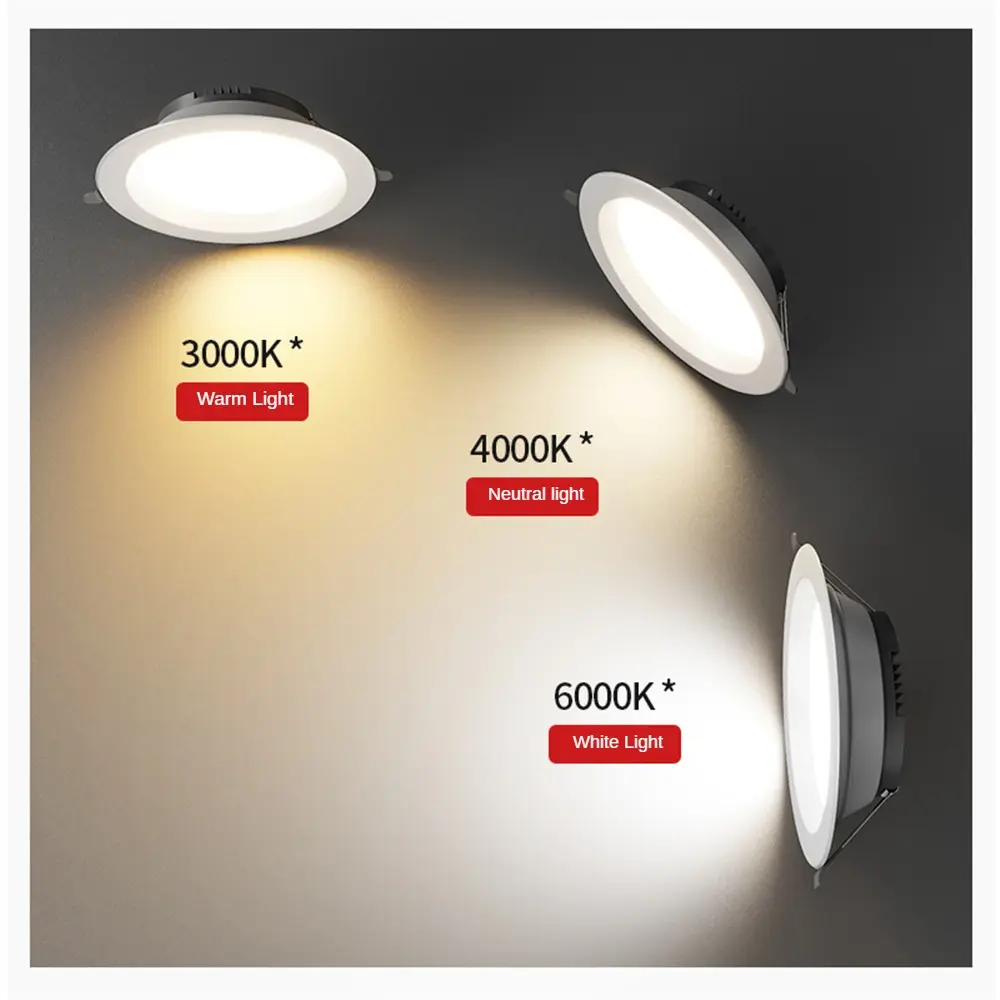 ดาวน์ไลท์ LED 4 นิ้ว, ไฟรู 12W, ไฟเพดาน 5 นิ้ว, ไฟบาร์เรลฝัง 6 นิ้ว, ไฟรู 1.5 ซม., เหมาะสำหรับห้อง, ห้องครัว, ห้องน้ำ, ห้องนั่งเล่น, ฯลฯ