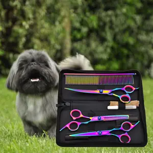KNIFEZER Set Gunting Grooming Bulu Hewan Peliharaan - 62HRC