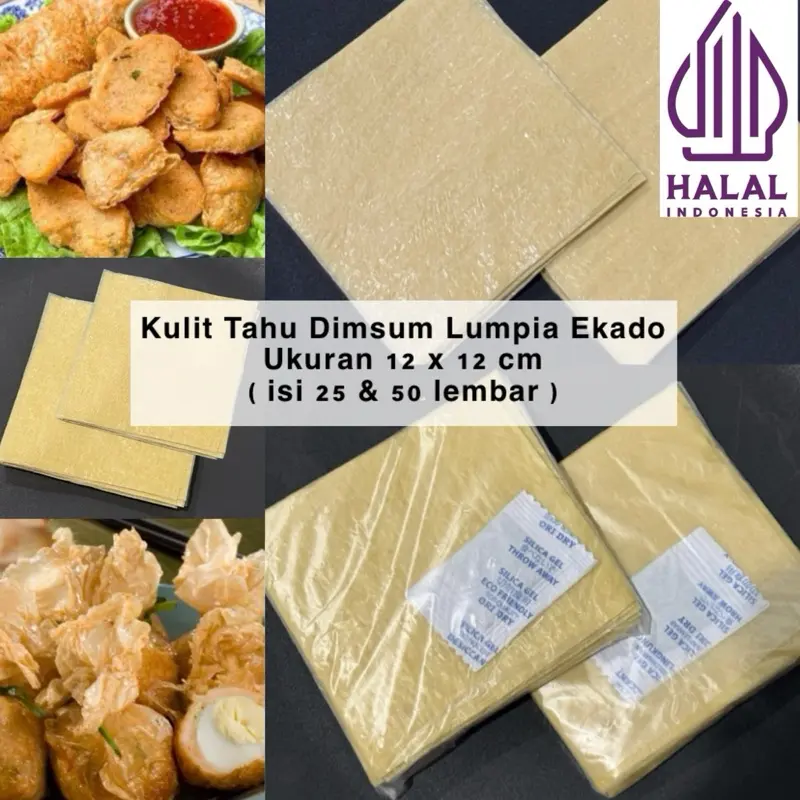 Kulit Tahu Dimsum Ekado Lumpia isi 50 lembar 8cm 10cm 12cm Kulit Tahu Murah Frozen Food