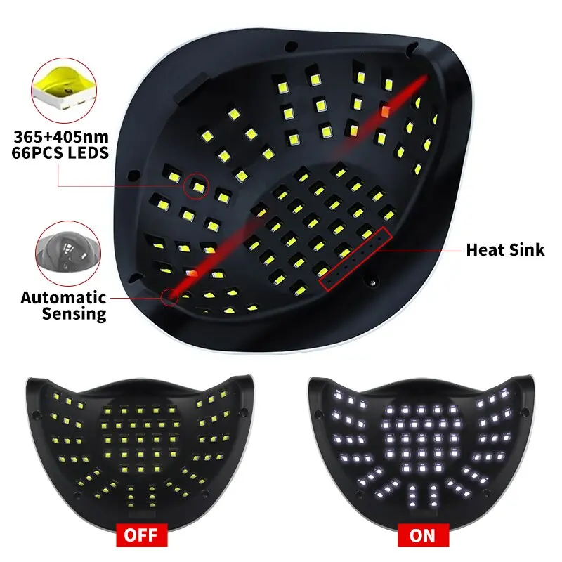 【100% Original】NEW SUN X11 Max 280W 66Leds Dalam Full Hitam Lampu Pengering Kutek Gel Led UV Nail Lamp Alat Pengering Kutek Gel Art Polish 5