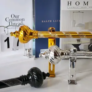 Batang Gorden 1m / 50cm / 60cm / 75cm / 1 meter / 1,5m / 2m Full set Silver / Gold / Pink / Hitam Abu Tiang Tongkat Rolet / Rollet Hordeng Korden Besi Hordyng Full set