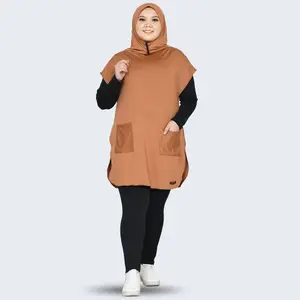 GROSIRHIJABKU Hijab Sport Rompi Saku Jumbo Dagu Resleting Rompi Olahraga Spandeks (SABRINA SAKU)