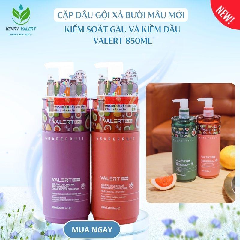  Valert Cặp Gội Xả Bưởi 850ml Kiểm Soát Gàu Kiềm Dầu Giảm Rụng Tóc Hỗ Trợ Mọc Tóc Màu Tím Sang Trọng 