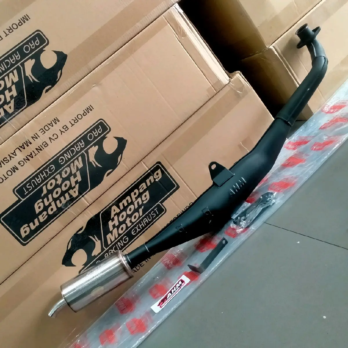 knalpot ahm original moror satria 2 tak fiz r force one Motorcycle stinlis