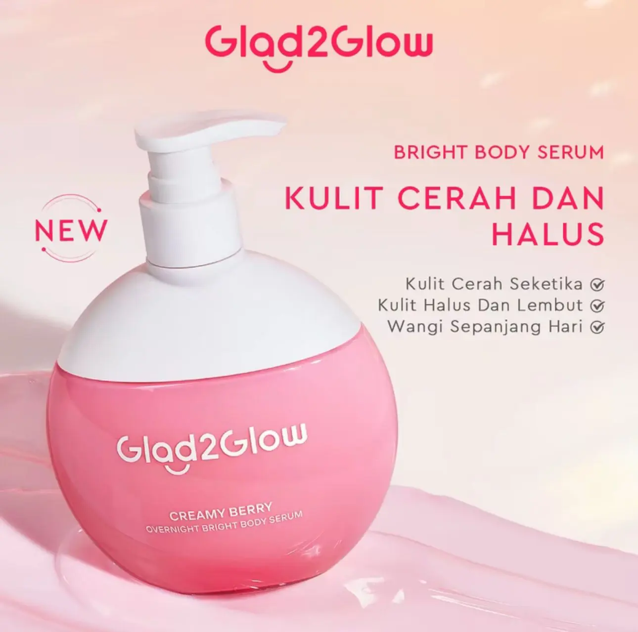 【NEW】Glad2Glow Creamy Berry Overnight Bright Hand Body Serum 300ml Body Lotion & G2G Tropical Velvet Moist & Smooth Menghidrasi Kulit Mencerahkan Dan Pemutih Tubuh Atasi Kulit Belang Brighty Body Care Whitening Skinvu