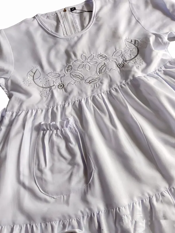 Setelan Baju Muslim Putih Anak Perempuan // Baju Putih Manasik Haji Katun Bordir Variasi Celana Kerudung Sekolah Jilbab Syari Gamis Gamis Kombinasi baju  manasik 4