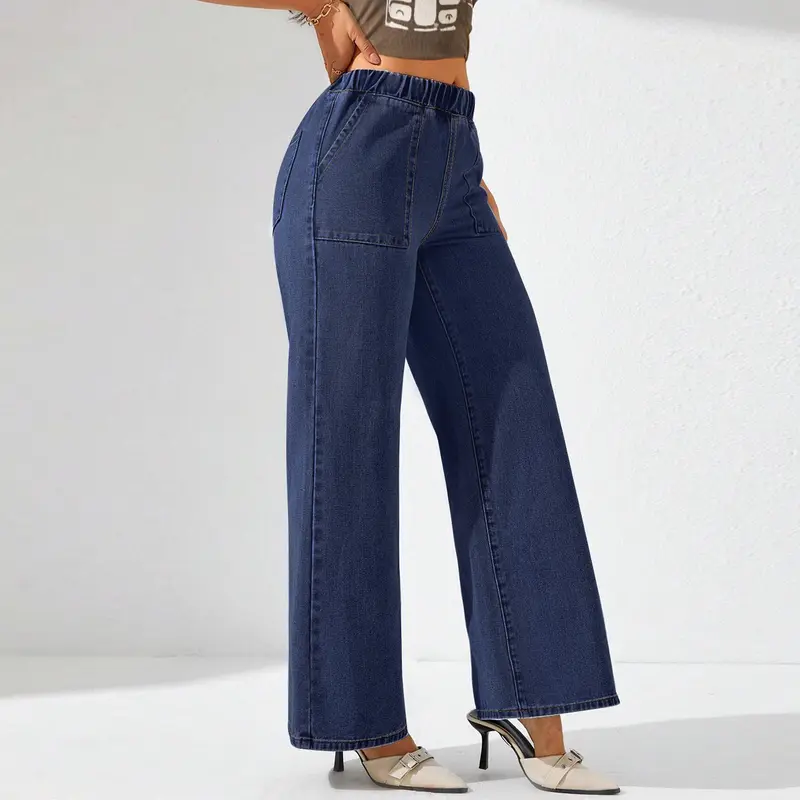 Celana Jeans Loose Wide Leg Plus Size Slack Pants Palazzo Wanita Baffel Jeans 6