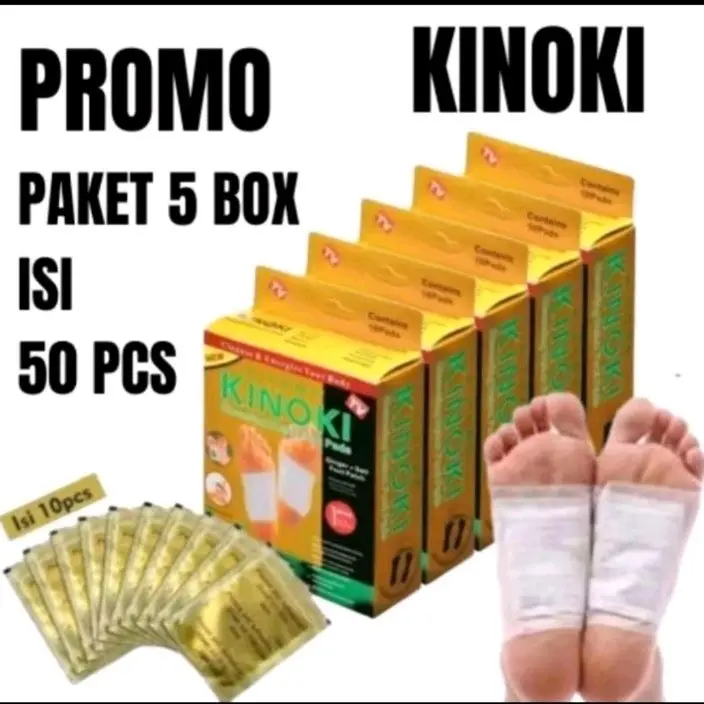 PRomo Paket 5 Box isi 50 pcs koyo kinoki Gold Detox foot pads menyerap racun dalam tubuh 0