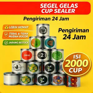 Segel Gelas Cup Sealer Tebal Anti Bocor Segel Gelas Bubble Tea  Tutup Plastik Lid Cup Isi 2000 pcs