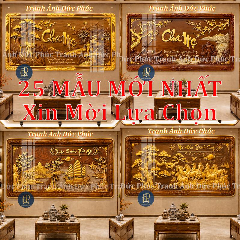 TRANH CHA MẸ - TRANH GỖ IN TRÁNG GƯƠNG - Tranh Treo Tường In 5D Bọc Viền Cao Cấp