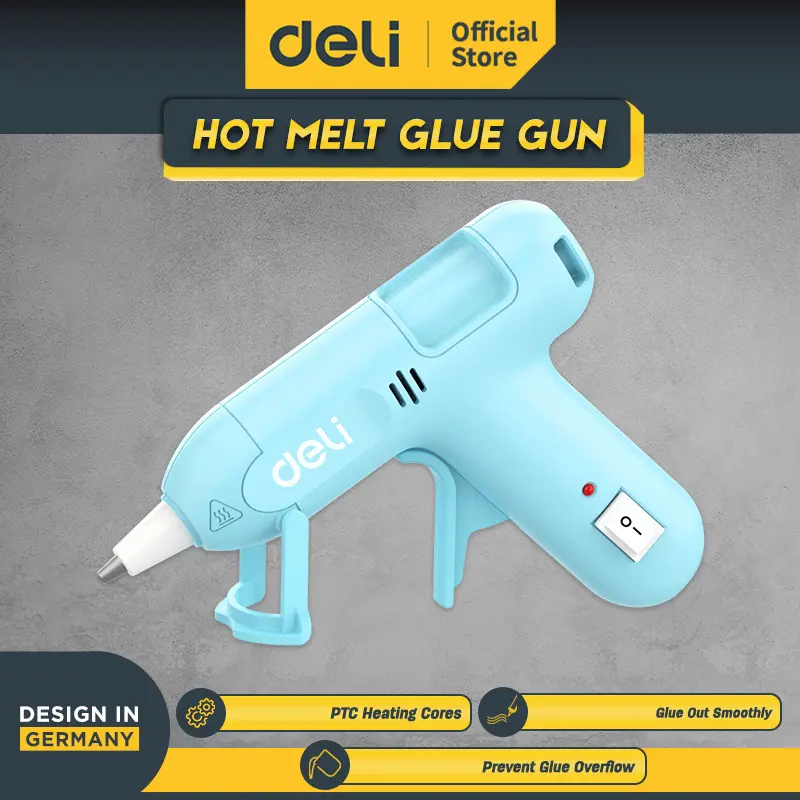 Deli Hot Melt Glue Gun / Lem Tembak 20W 2 Warna 10 Lem DL39002X - Biru pink 0