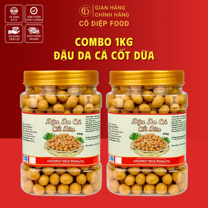 1KG Đậu Phộng Da Cá Nước Cốt Dừa Loại 1 - Cô Diệp Food Đầy Đủ Hồ Sơ Công Bố & Kiểm Nghiệm Sản Phẩm