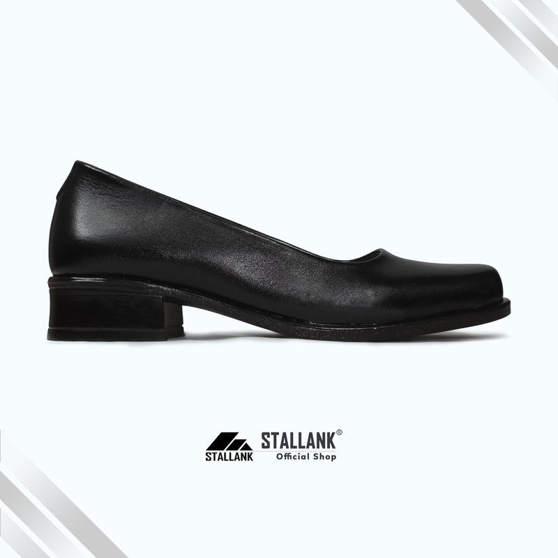 STALLANK || Sepatu Pantofel Kerja Wanita Asli Kulit Heels Shoes Hitam 1