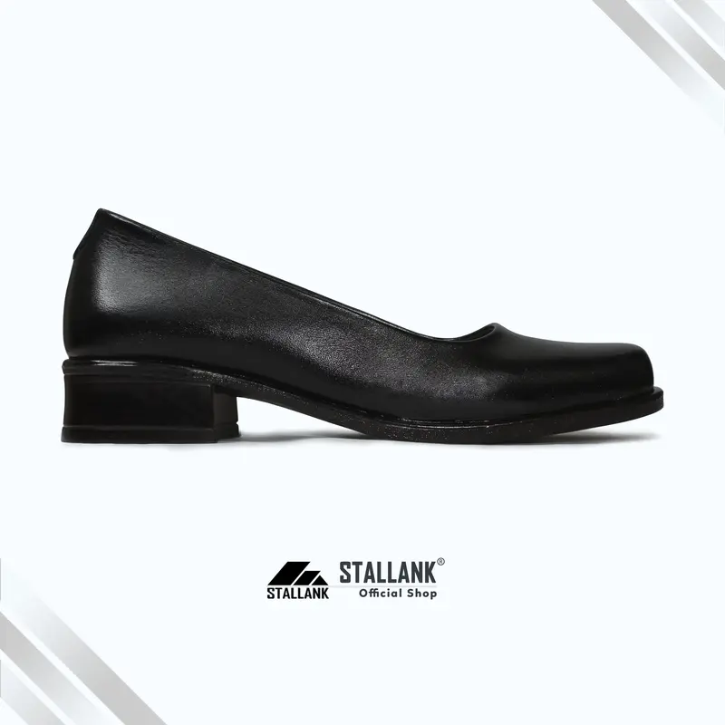 STALLANK || Sepatu Pantofel Kerja Wanita Asli Kulit Heels Shoes Hitam 1