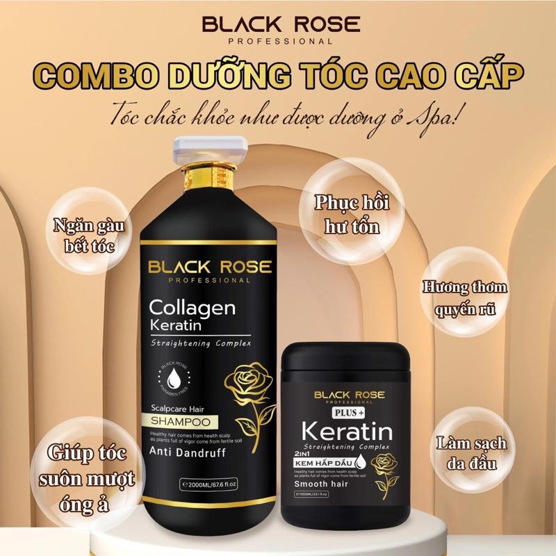 Dầu gội cao cấp coalgen  BLACK ROSE PLUS (ĐEN) "BẢN NÂNG CẤP"  thơm sang mùi hoa hồng ,giảm bết tóc ,giảm gàu ,kích thích mọc tóc ,phục hồi tóc hư tổn ,khô xơ Dung tích 3000ml / 1 cặp