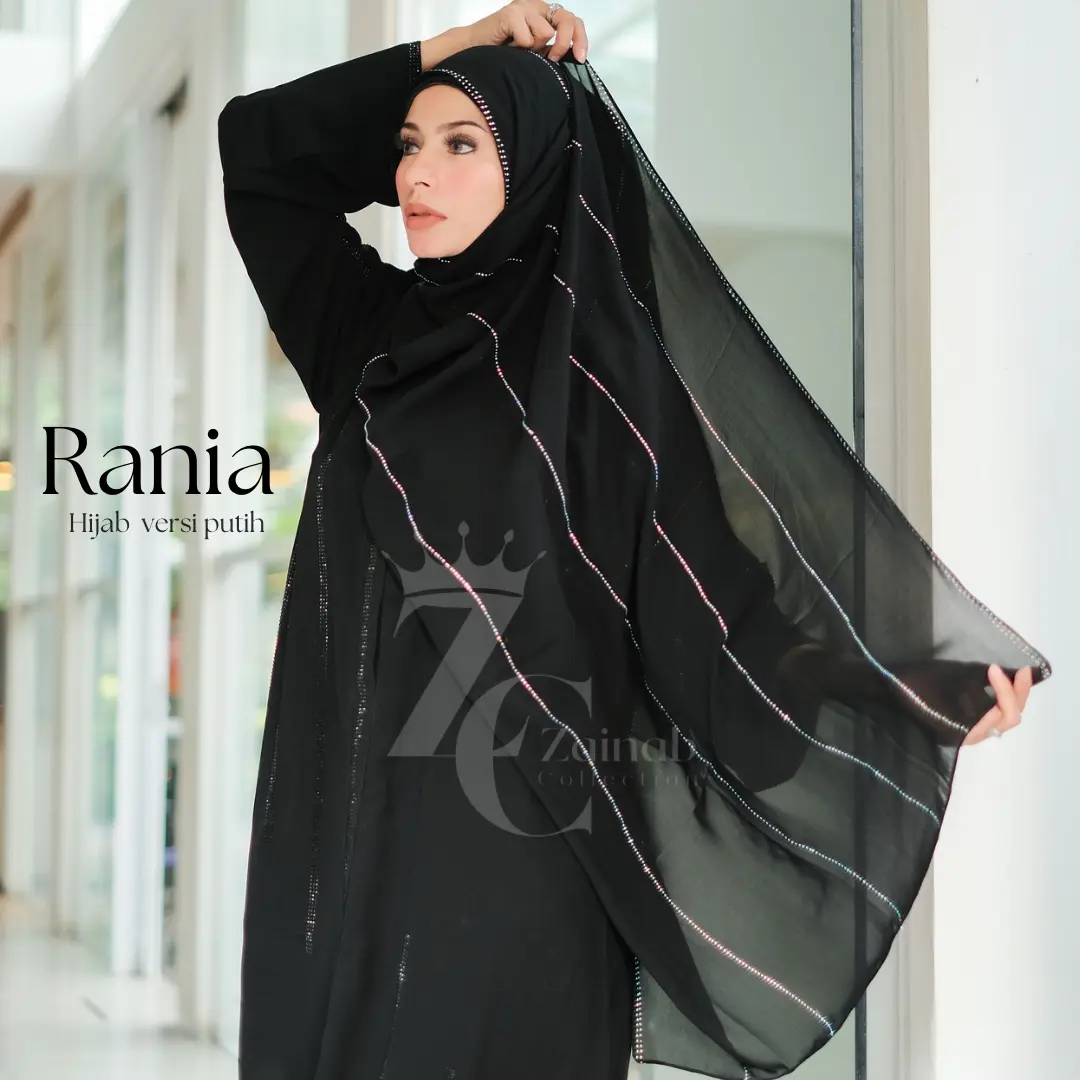 Kerudung Pashmina Hitam Mata-Mata Zainab Collection Jilbab Payet Muslim Syari