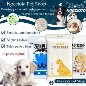 6 Pak Sarung Tangan Sekali Pakai Sarung Tangan Mandi Hewan Sarung Tangan Perawatan Hewan Peliharaan - Sarung Tangan Bebas Bilas Bebas Air Tisu Pembersih Gigi Anjing Kucing Perawatan Hewan Peliharaan