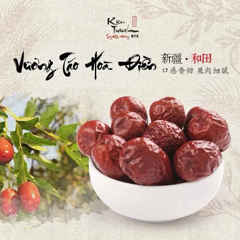 [ Kiều Travel ] Vương Táo Đỏ Hoà Điền Tân Cương, Khô Tự Nhiên Trên Cây Size Siêu VIP - 1 KG