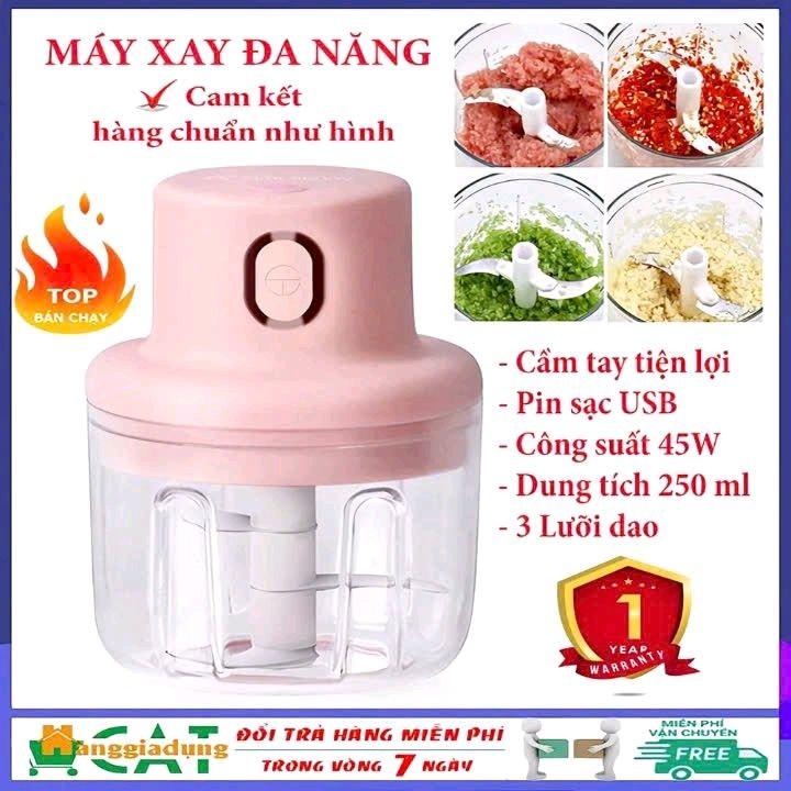 Máy Xay Đa Năng CAT - Cắm Tay Tiện Lợi Pin Sạc USB Công Suất 45W Dung Tích 250ml 3 Lưỡi Dao - Hàng Chuẩn Như Hình