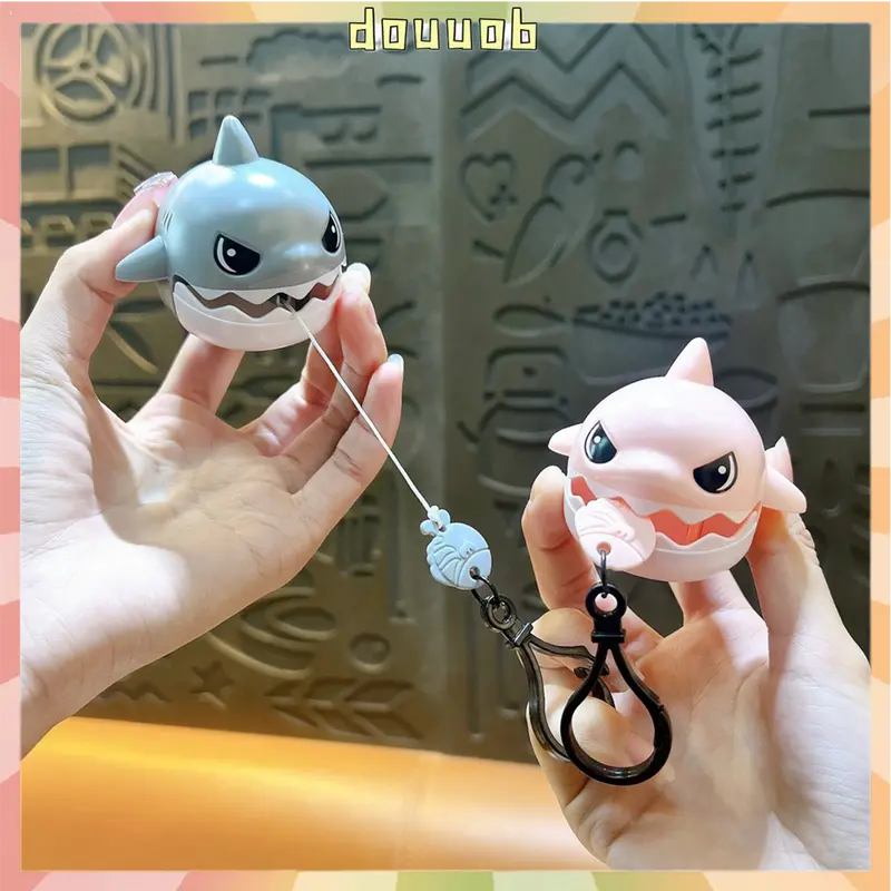 [COD] Hadiah Ramadhan Cute Gantungan Kunci Hiu Gantungan Kunci Lucu Aksesoris Tas Sekolah Hiu Kecil Dengan Tali Tarik Hadiah Untuk Teman Bag Hangers Keychain Merah 1