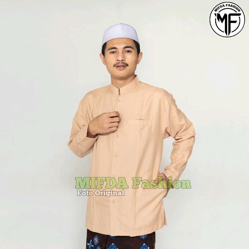 Baju koko haibah santri habaib polos bahan katun halus saku samping lengan panjang baju koko muslim 4