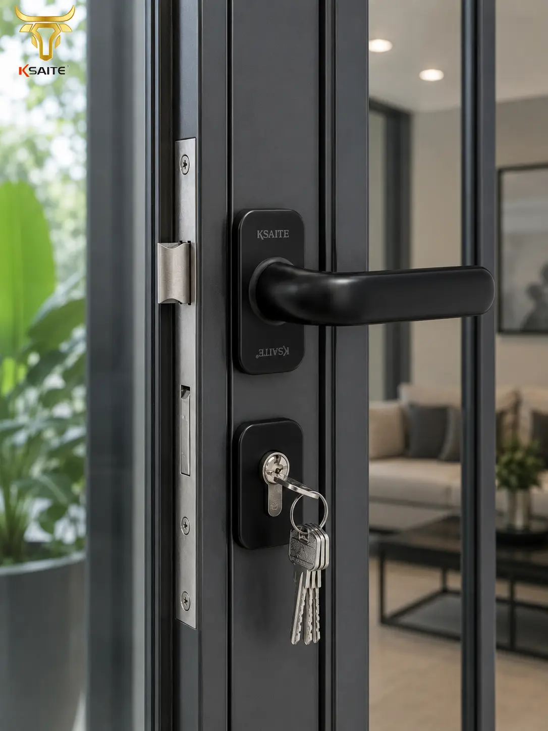 Handle Handel Gagang Kunci Pintu Lock Case Mortise Aluminium Type A31 Warna Hitam, Coklat, Putih Body 8530 Merk Ksaite Bukan Glatino, Orchard, Bellucci, Belocca