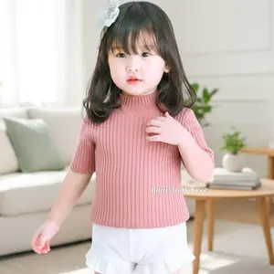 LUFITA TOP 1-8 Tahun Turtleneck Rajut Anak Tangan Pendek Korea Style Cewek