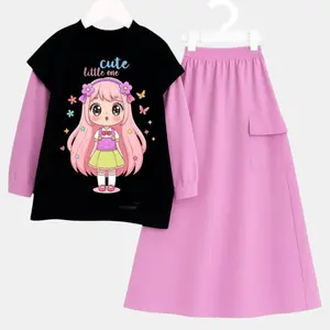 Setelan Rok  Cantik  Anak Perempuan 6-12 Tahun Motif Bunga dan Polka Dot Warna Cerah Desain Menarik Cocok untuk Berbagai Kesempatan 13–15 remaja set one set  ootd  korean  style  anak Fashion setelan  rok  anak  ngaji