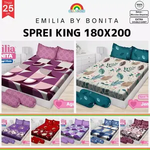 Emilia - Sprei FITTED King T25 (180x200) tinggi 25 by Bonita Terlaris pilihan (B)