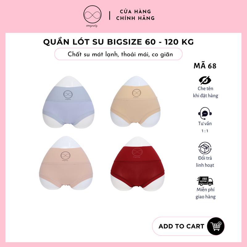 Mã 68 Set 5 quần lót bigsize su lụa không lộ viền cạp cao co giãn thoải mái