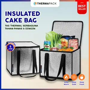 ThermaPack Insulated Cake Bag - Cooler Bag Tas Aluminium Serbaguna untuk Kue, Daging, Frozen Food