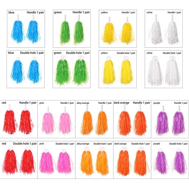 1pair Double hole handle Dress Costume Competition Flower Cheerleading Cheering Ball Cheerleader pompoms Club Sport Supplies Dance Party Decorator 3