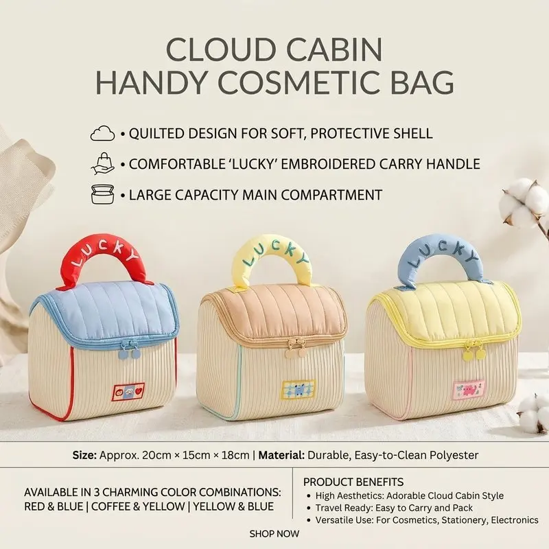 Tas tempat make up Kosmetik Room House Karakter Lucu Pouch  Penyimpanan Perlengkapan Skincare Alat Travel Multifungsi