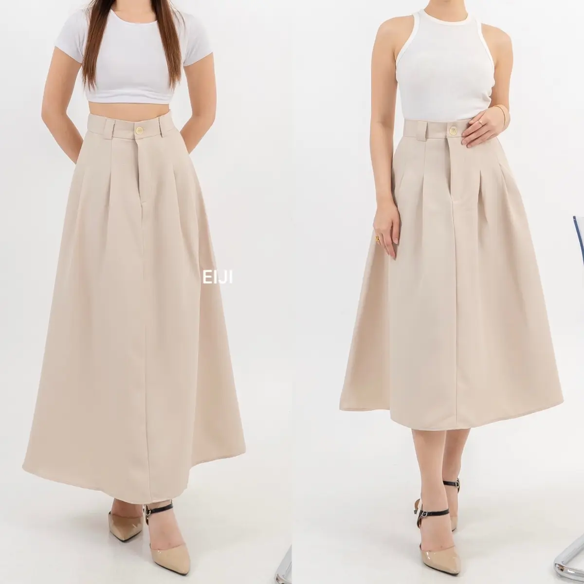 Eiji - Ruby Pleated Skirt - Rok Wanita (Highwaist A-Line Skirt with Pleats Detail