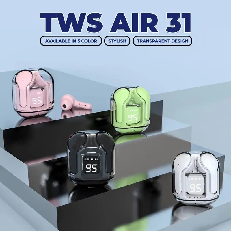 Matei Headset Bluetooth True Wireless Stereo Hifi Earphone Earbuds Digital LED Display Headphones Tws Green Ponsel Red Telepon Black White ipod  nano 0