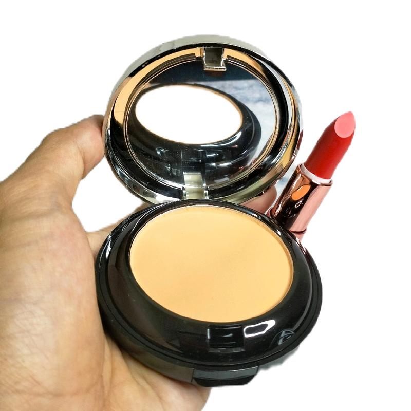 1 Set Bedak padat Foundation dan cair plus Lipstick putar matte tahan lama waterproof Lipstik Bibir 0