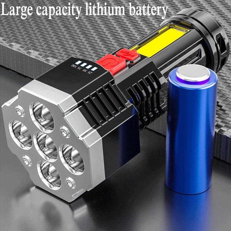 Super Bright 5 Core LED Tactical Flashlight USB Rechargeable - TikTok ...